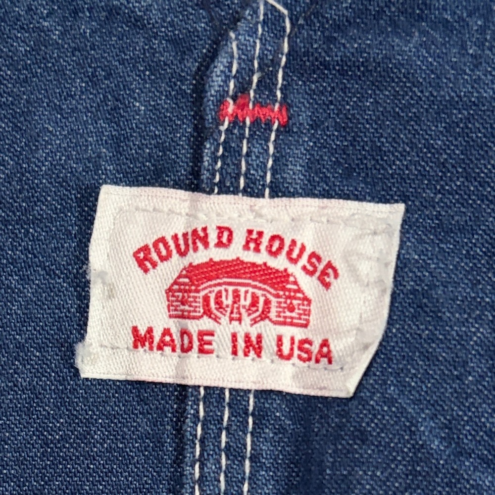 Round House Mens Blue Denim Bib Overalls USA Big & Tall 62x32 NICE Coveralls - Picture 3 of 5